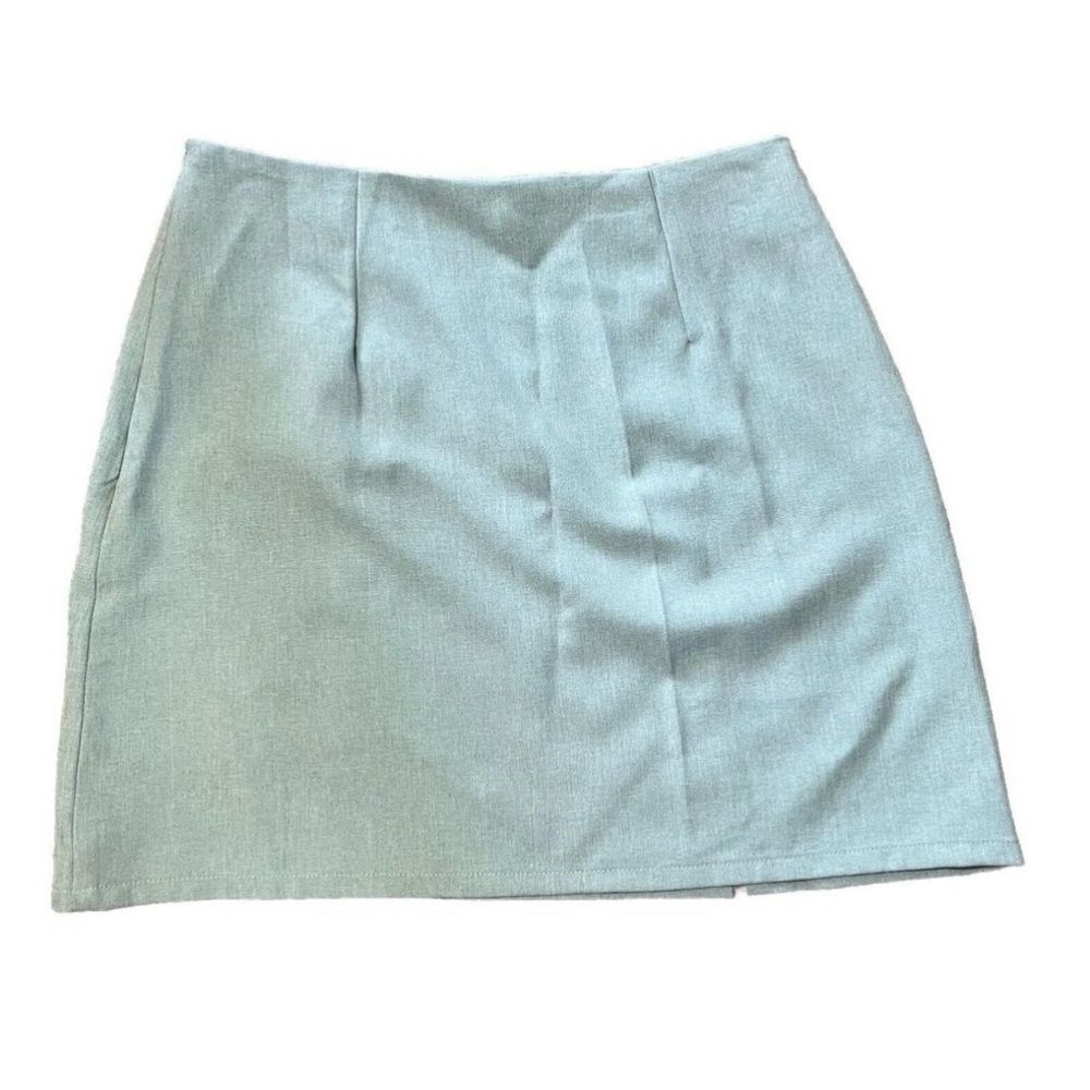 Nasty Gal Miniskirt Sky Blue Ruffled Crepe Pencil Skirt Y2K Size 6